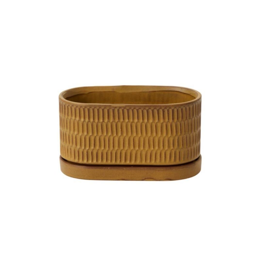 Zelle Planter w/ Saucer 8″ – Brown